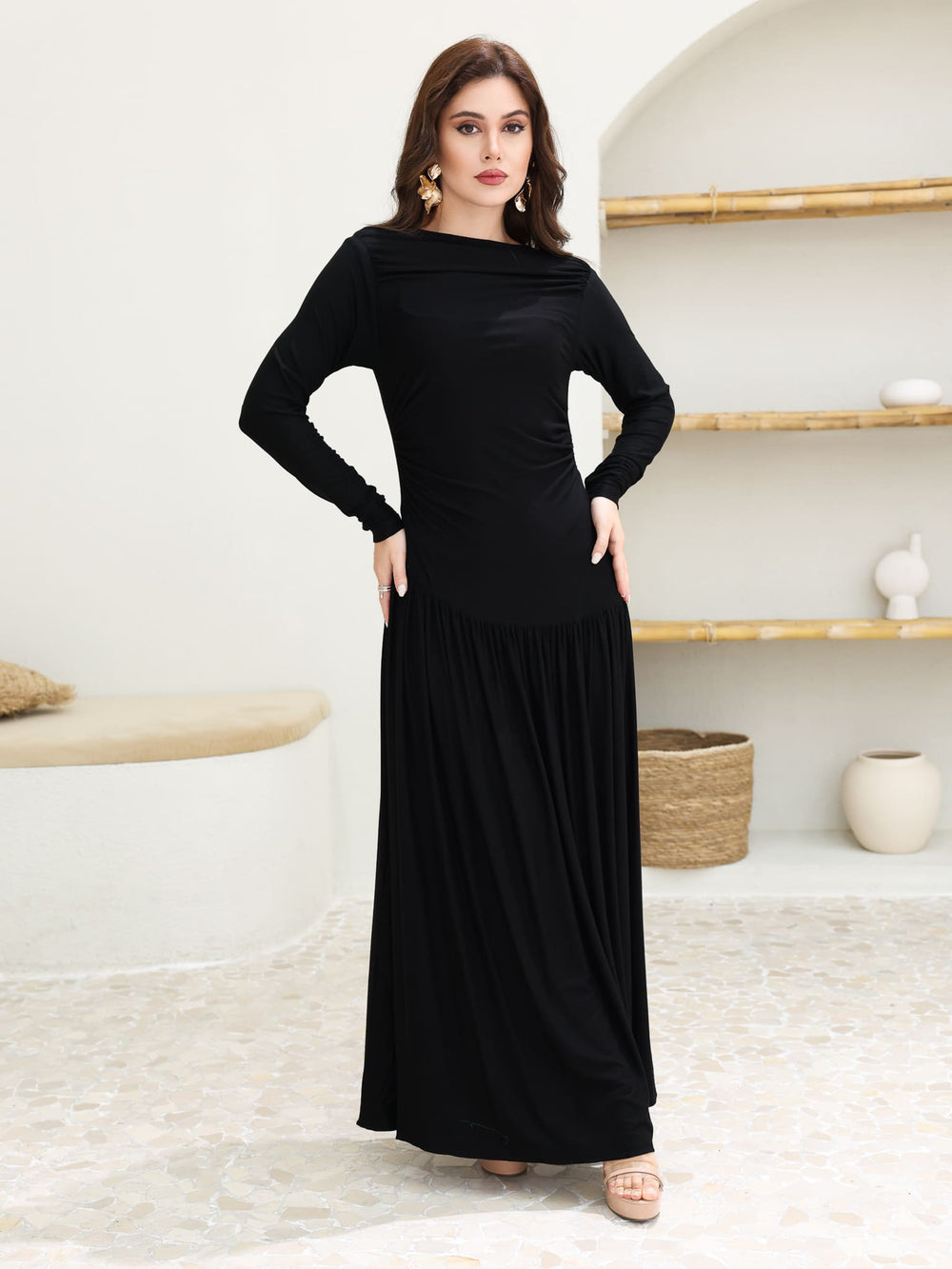 Caffra Black Jersey Long Dress