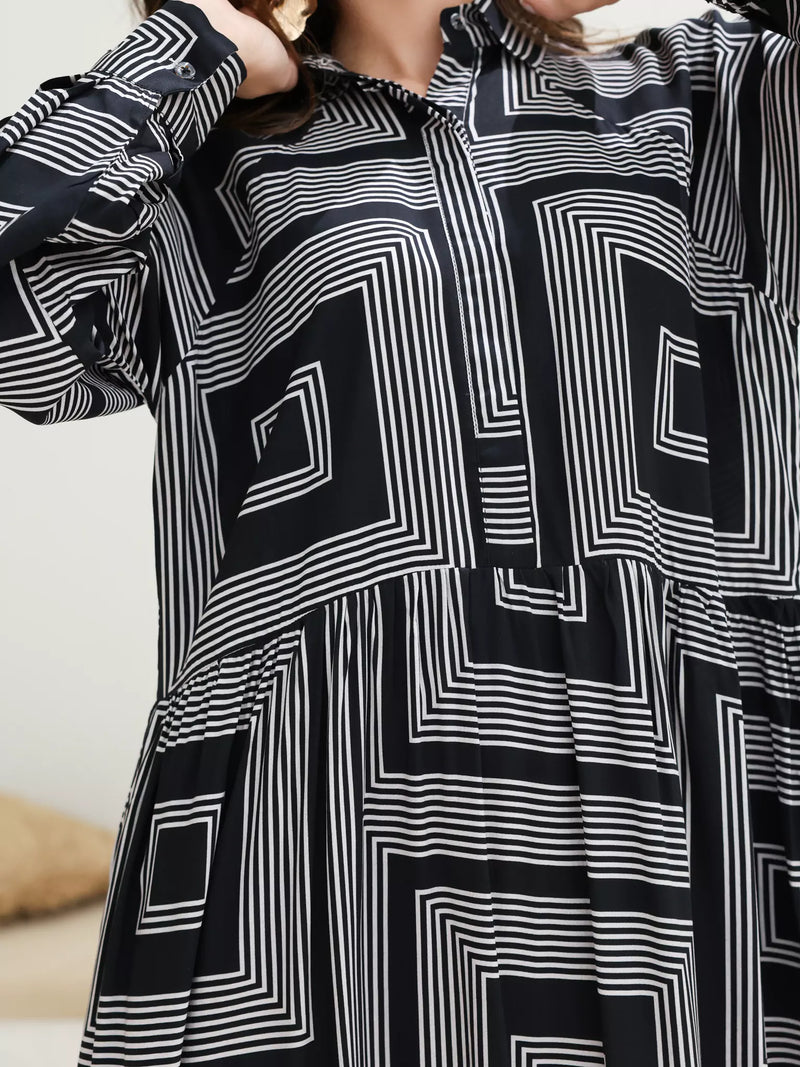 Kaleido Geometric Print Dress