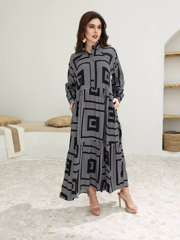 Kaleido Geometric Print Dress