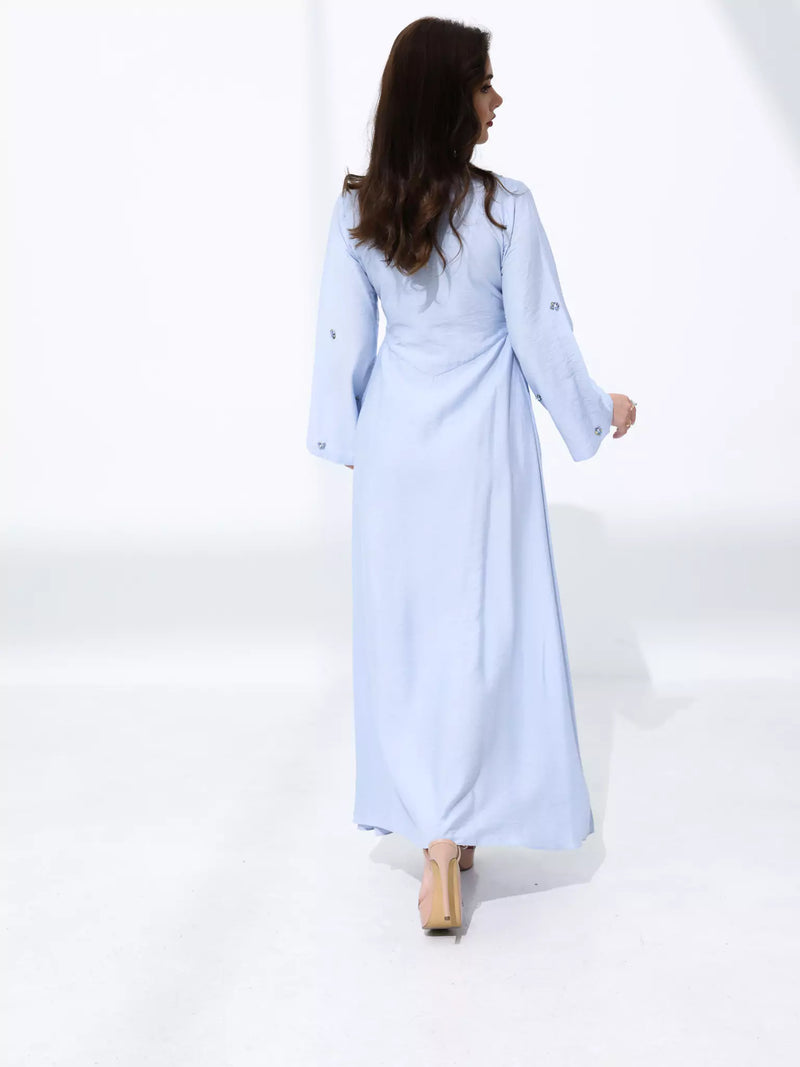 Veya Embeliished Pastel Blue Long Dress