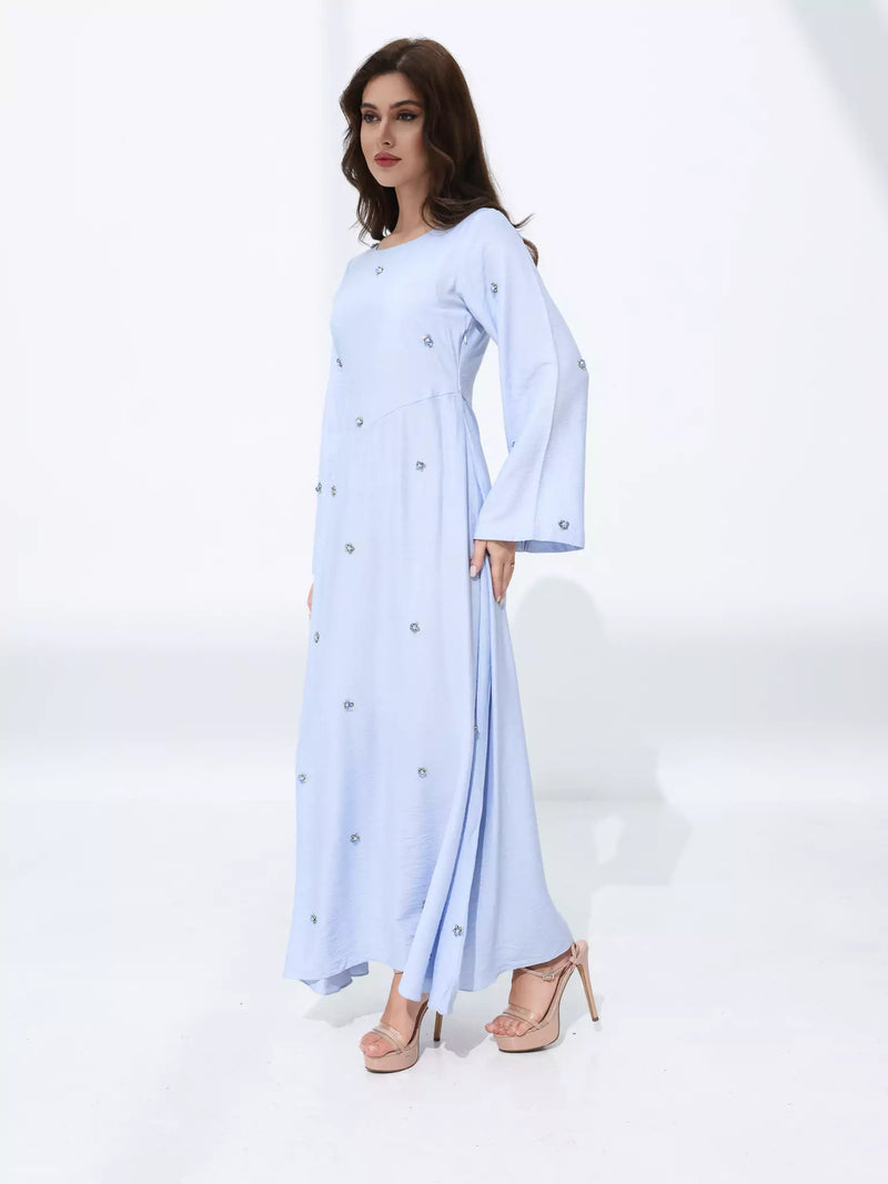 Veya Embeliished Pastel Blue Long Dress