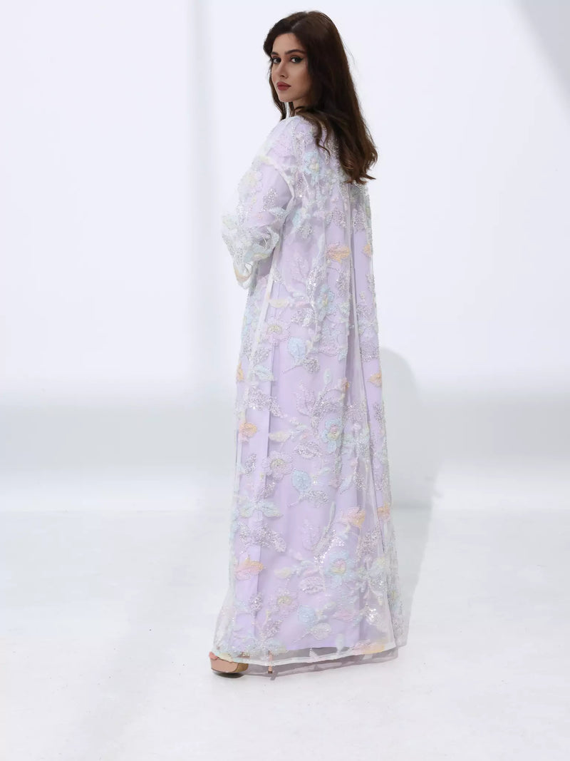 Embellished Luxury Abaya Pastel Floral