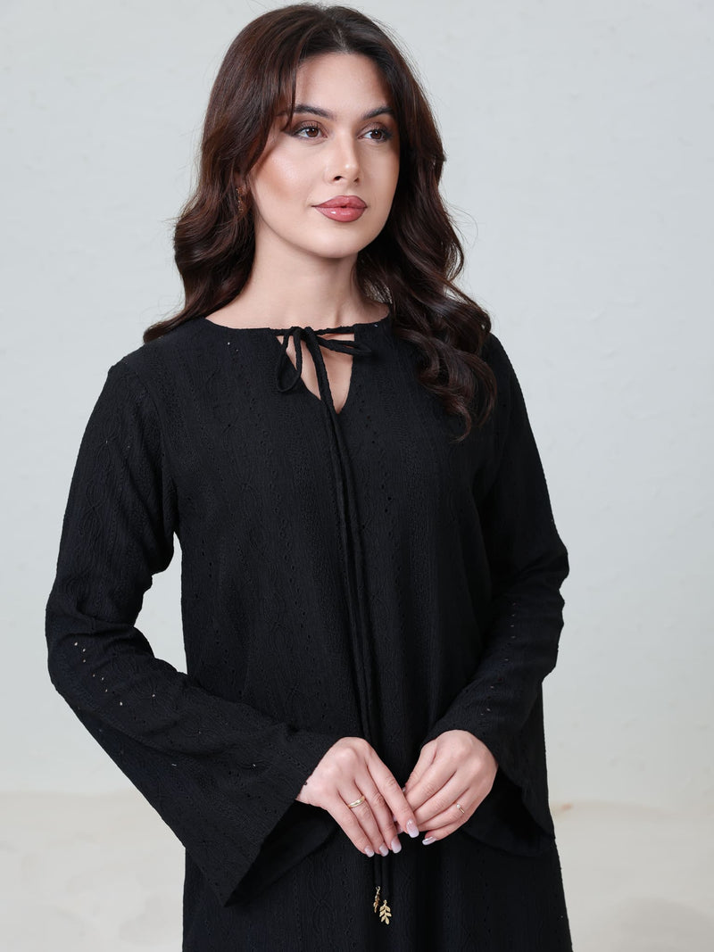 Mirrian Black Crochet Dress