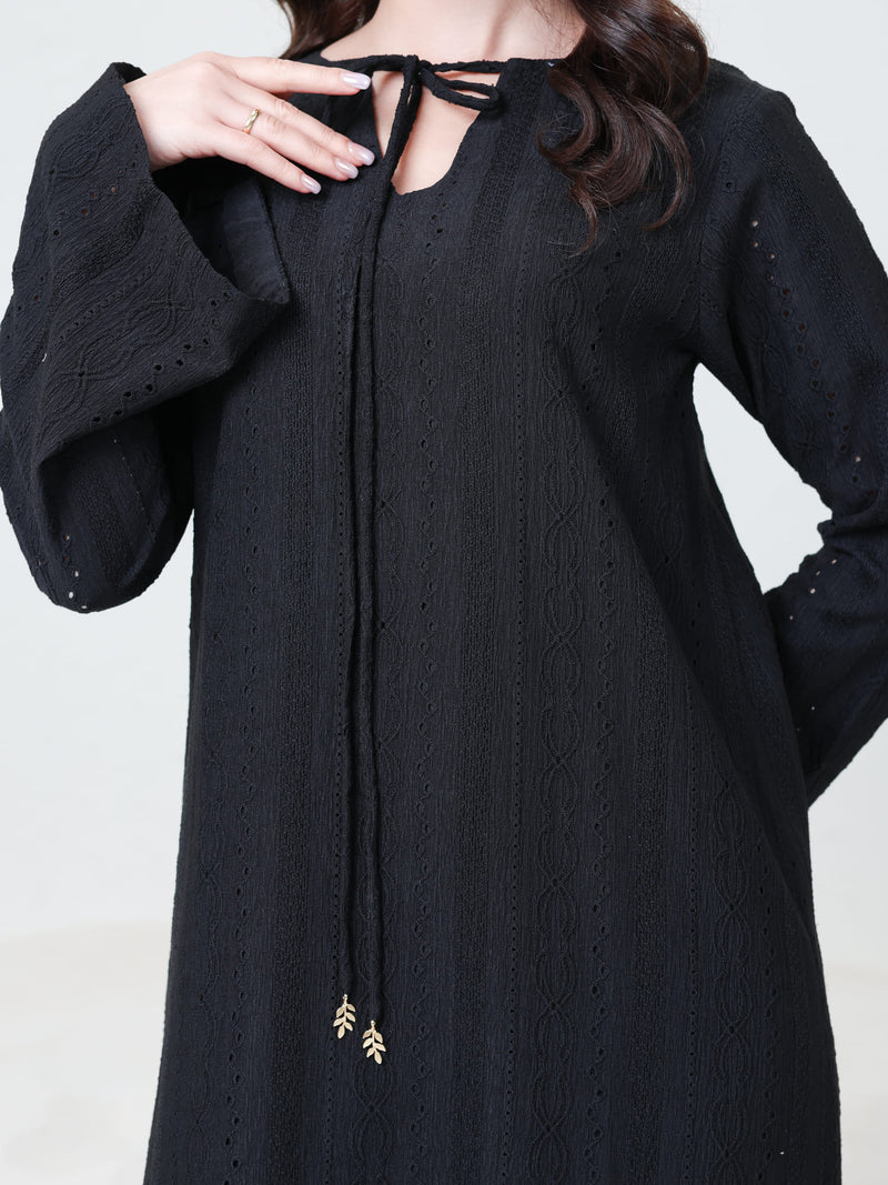 Mirrian Black Crochet Dress