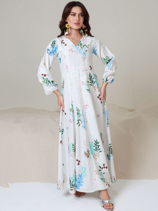 Mysteria White Floral Lacey Long Dress