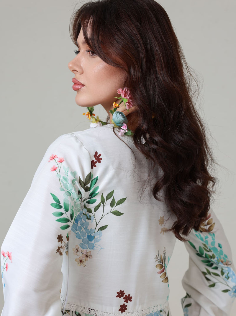 Mysteria White Floral Lacey Long Dress