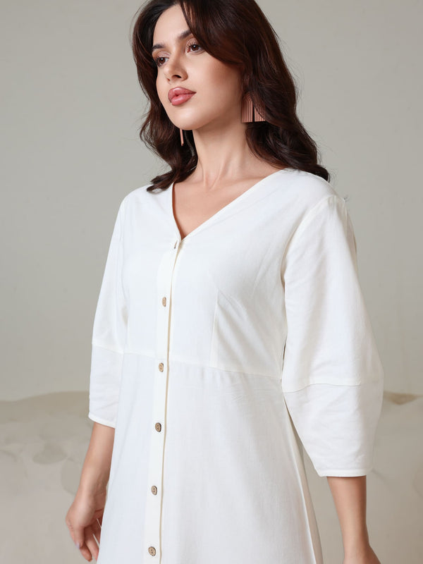 chinese dress ladies Darcy White Linen Dress