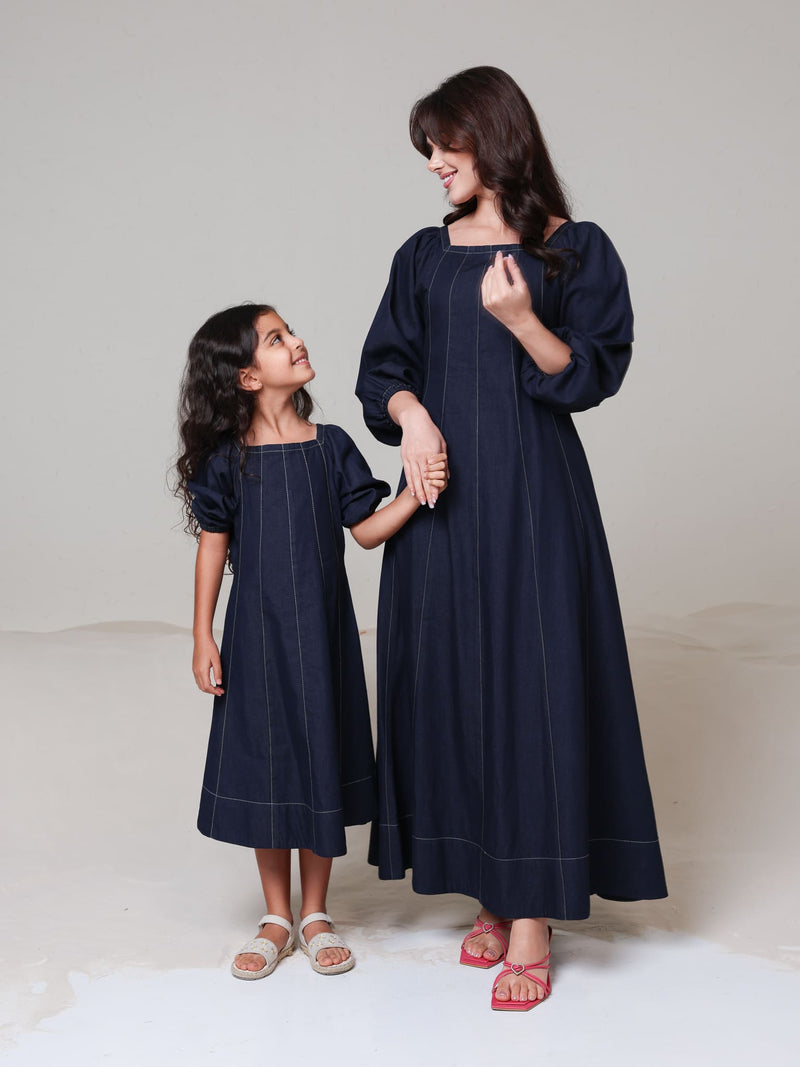 Mini Bria Denim Long Dress