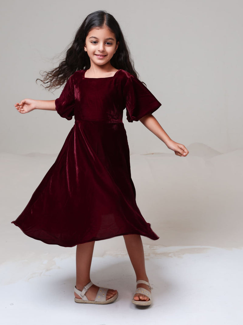 Mini Calista Maroon Velvet Dress