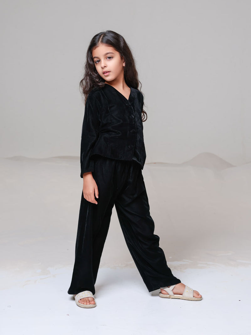 Mini Oriana Velvet Co Ord Set For Girls