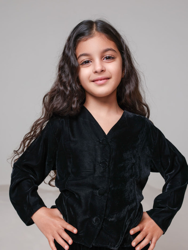 Mini Oriana Velvet Co Ord Set For Girls