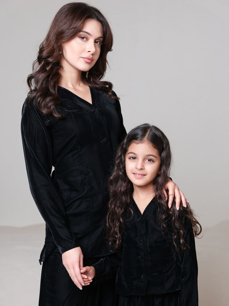 Mini Oriana Velvet Co Ord Set For Girls