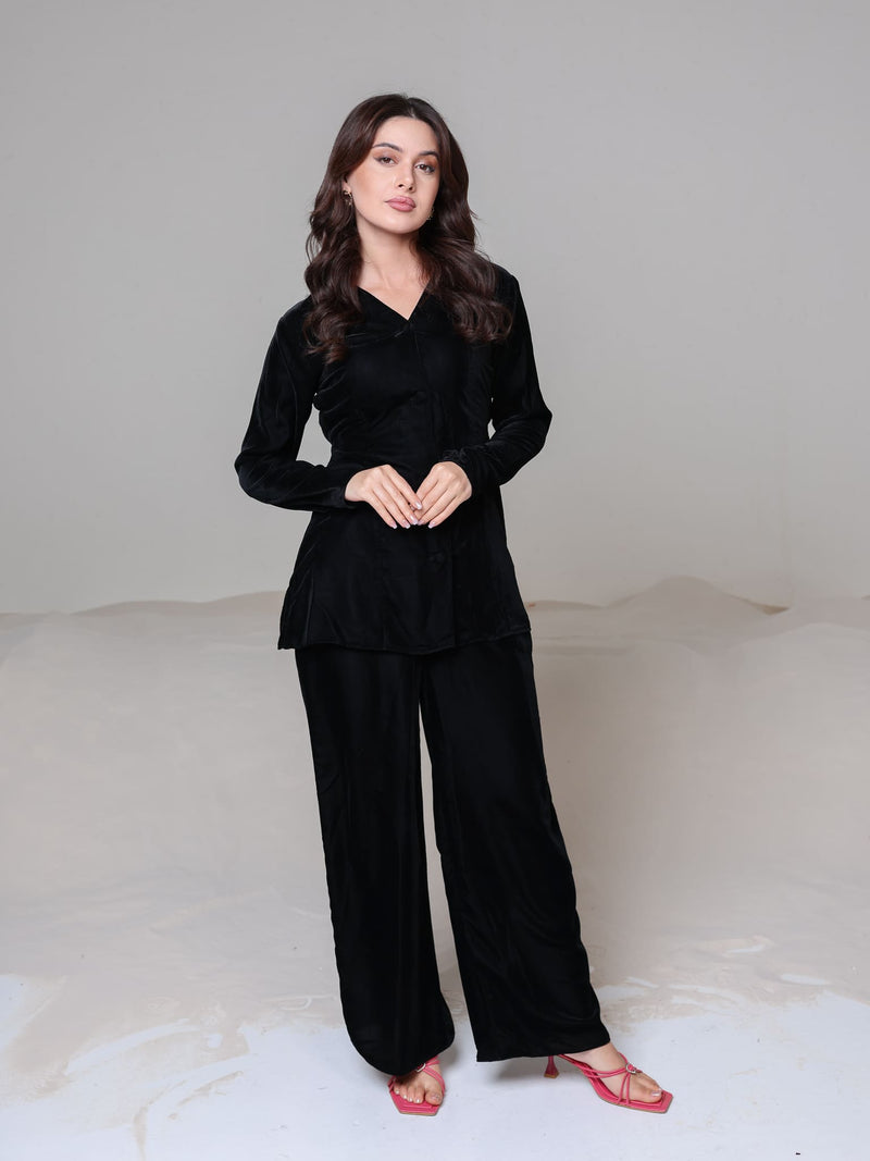 Oriana Black Velvet Co Ord Set