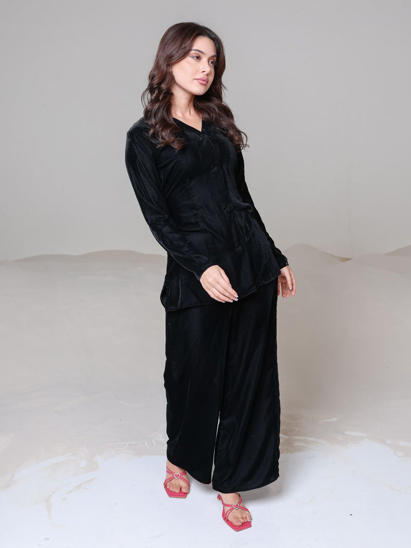 Oriana Black Velvet Co Ord Set