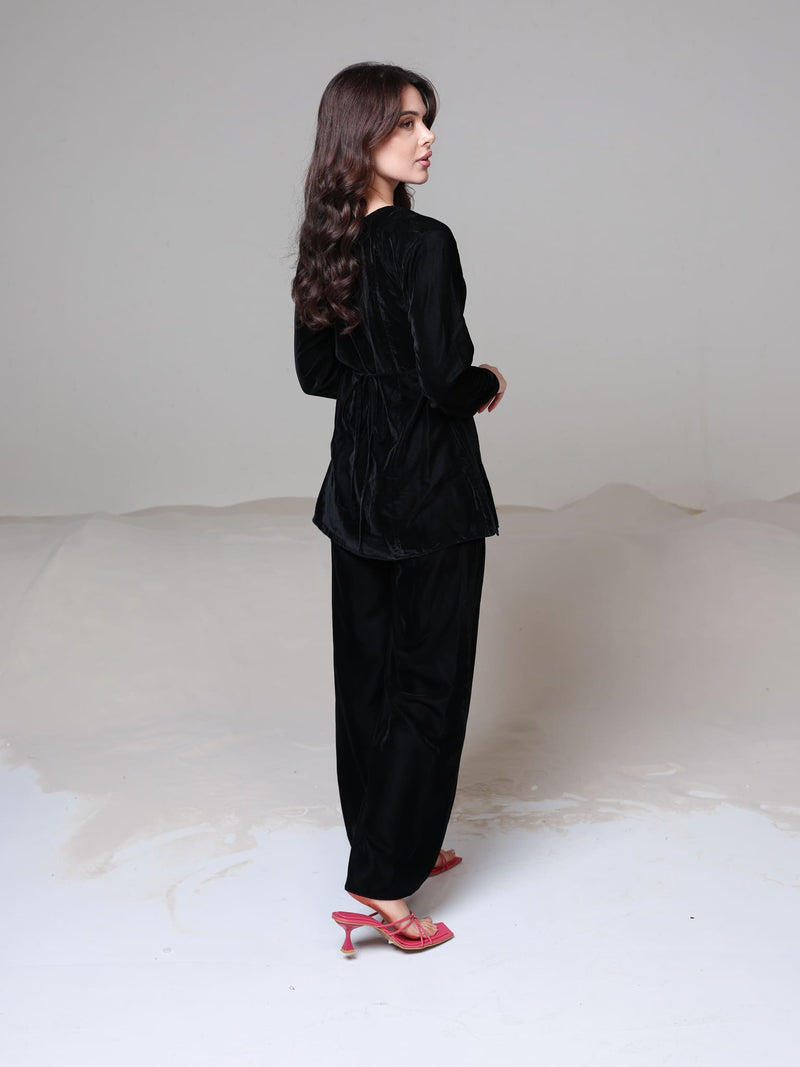 Oriana Black Velvet Co Ord Set