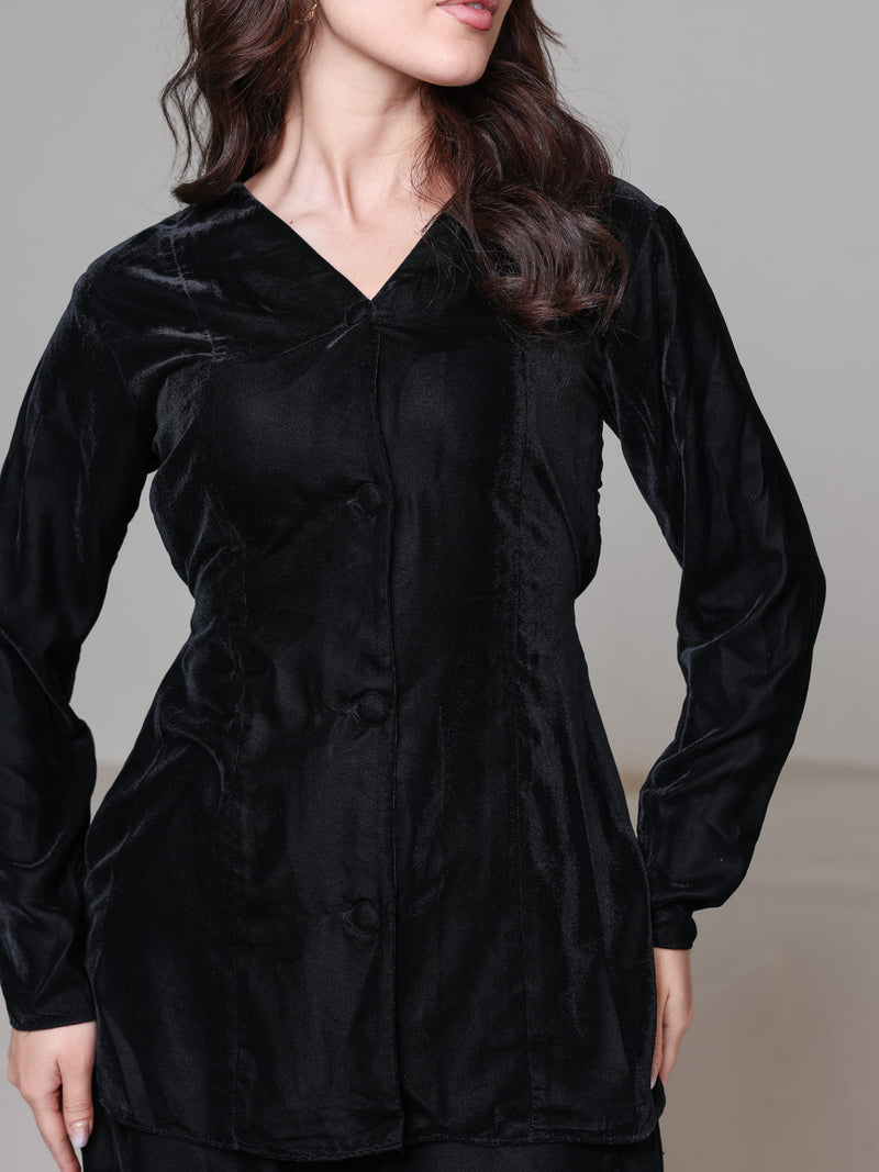 Oriana Black Velvet Co Ord Set