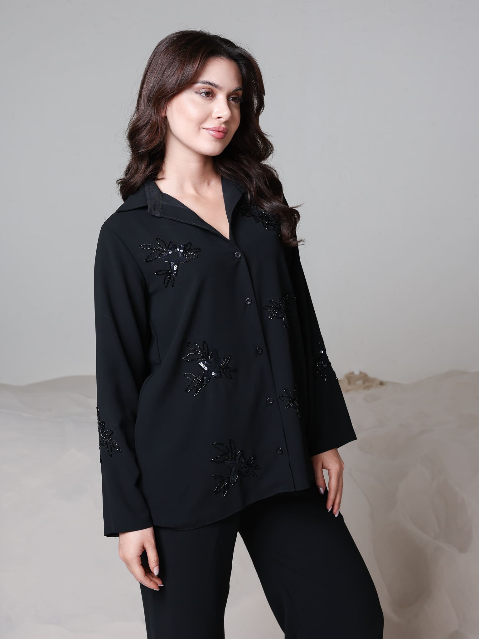 Rey Embellished Black Shirt