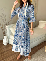 Afina Blue Floral Dress  - Sowears