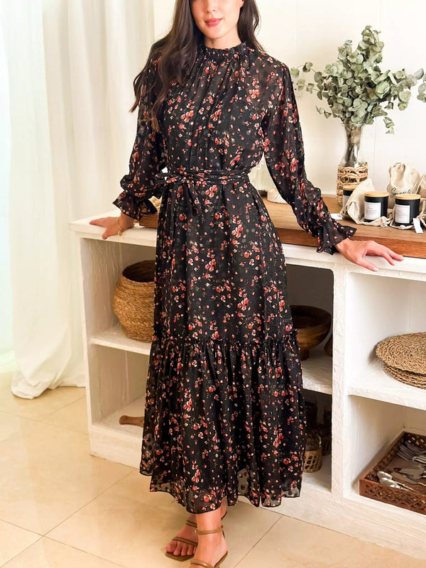 Black Petunia Long Dress  - Sowears