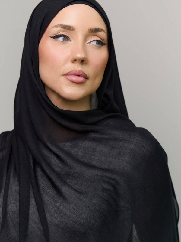 Breathable Soft Black Modal Hijab  - Sowears