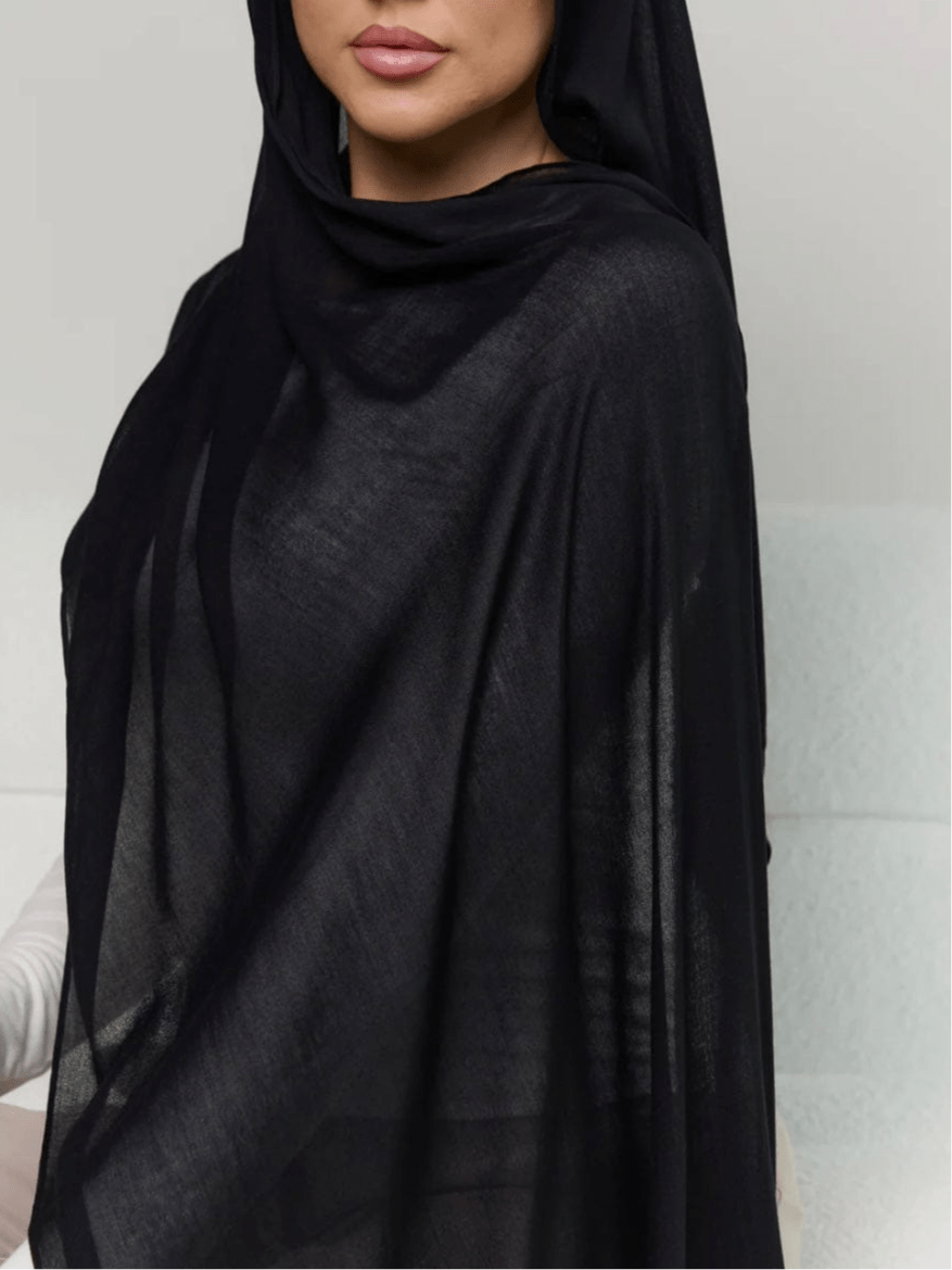 Breathable Soft Black Modal Hijab  - Sowears