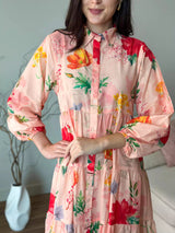 Daphne Floral Long Button Down Dress  - Sowears