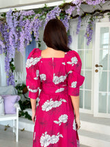 Carnation - Long Pink Cotton Dress  - Sowears