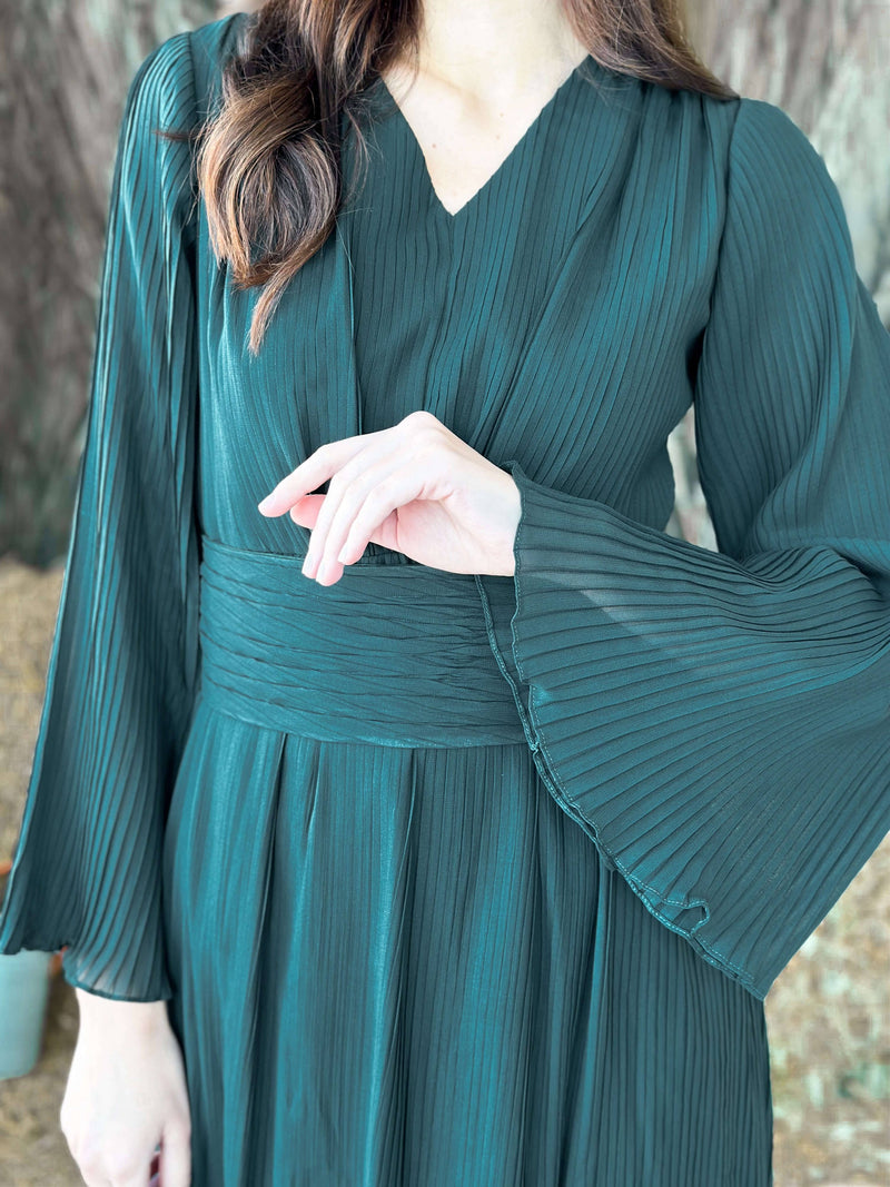 Freya Green Pleated Dress Dresses  - Sowears