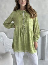 Flossie Green Embroidered Shirt  - Sowears