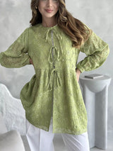 Flossie Green Embroidered Shirt  - Sowears