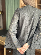 Ione Black Long Cutwork Shirt  - Sowears