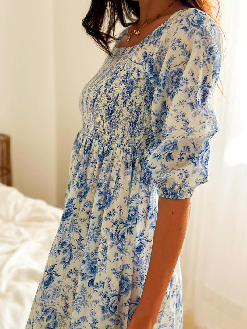 Laurel Blue Smock Dress  - Sowears