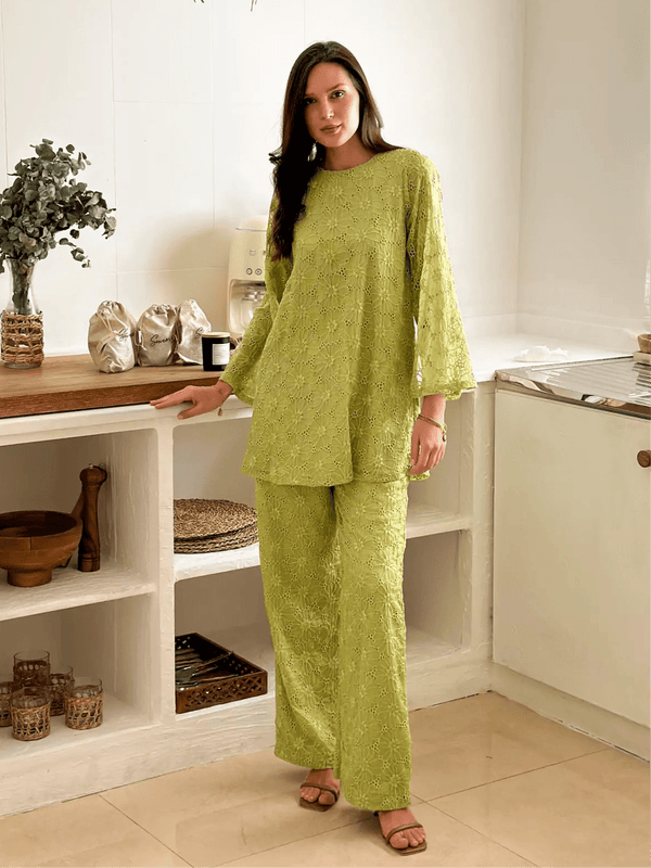 Madelyn Green Embroidered Co Ord Set  - Sowears