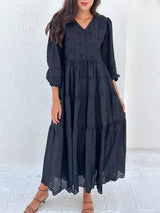 Mairu Black Cutwork Dress  - Sowears