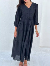 Mairu Black Cutwork Dress  - Sowears