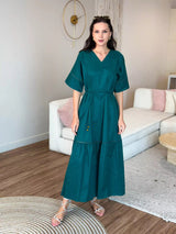 Okra Cotton Long Dress  - Sowears