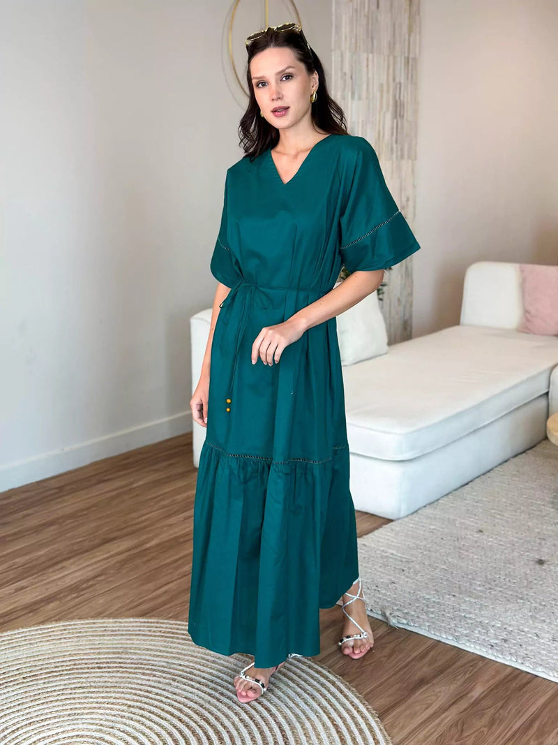 Long sleeve cotton long dresses hot sale