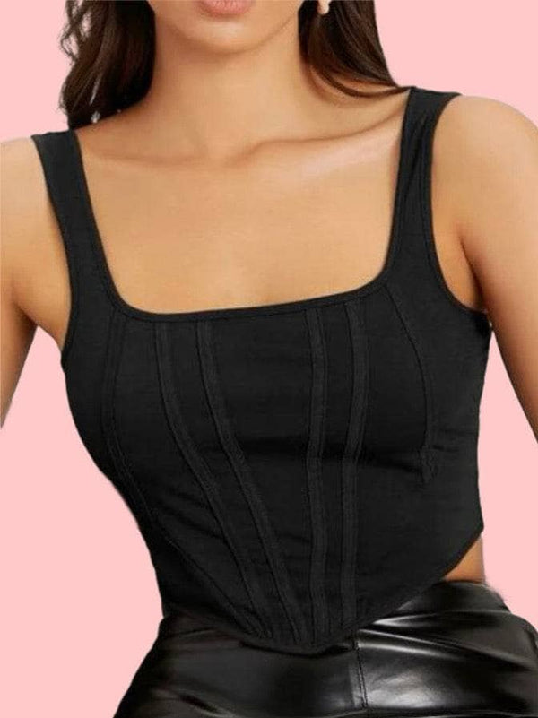 Women's Black Tank Top Outfit Sets  - Sowears
