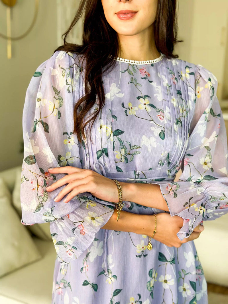 Sisli Lilac Floral Dress  - Sowears