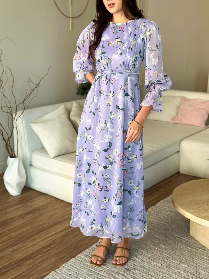 Sisli Lilac Floral Dress  - Sowears