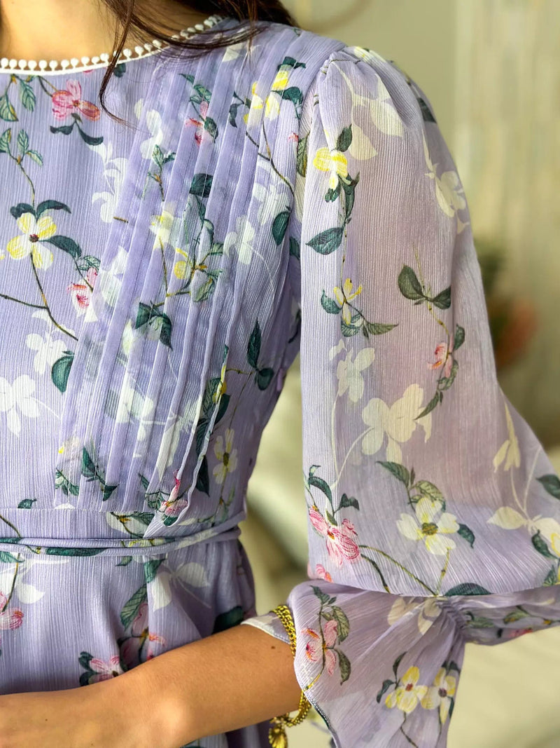 Sisli Lilac Floral Dress  - Sowears