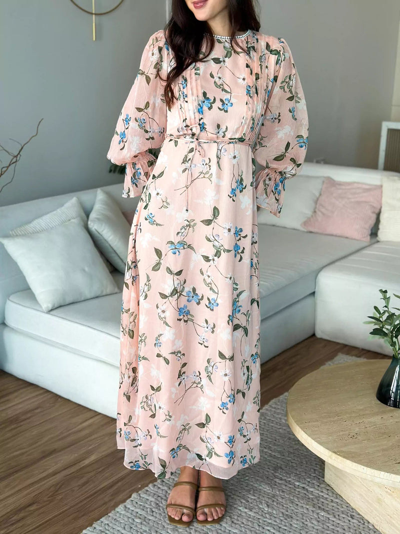 Sisli Peach Floral Dress  - Sowears