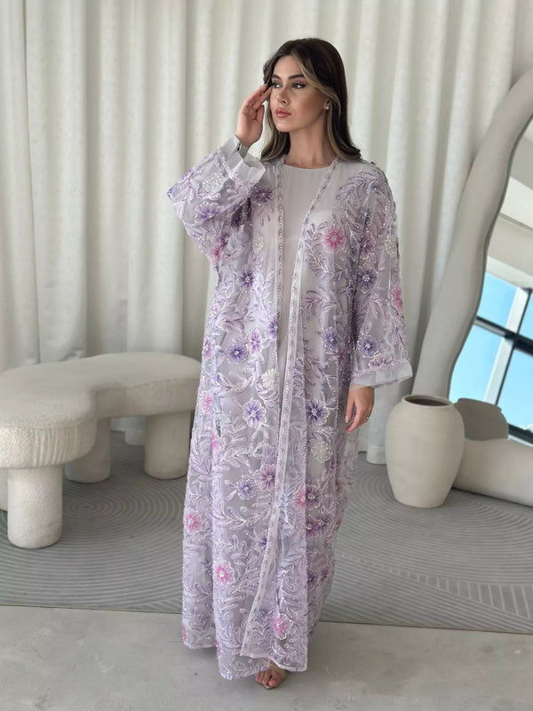 Embellished Luxe Abaya Upper Purple