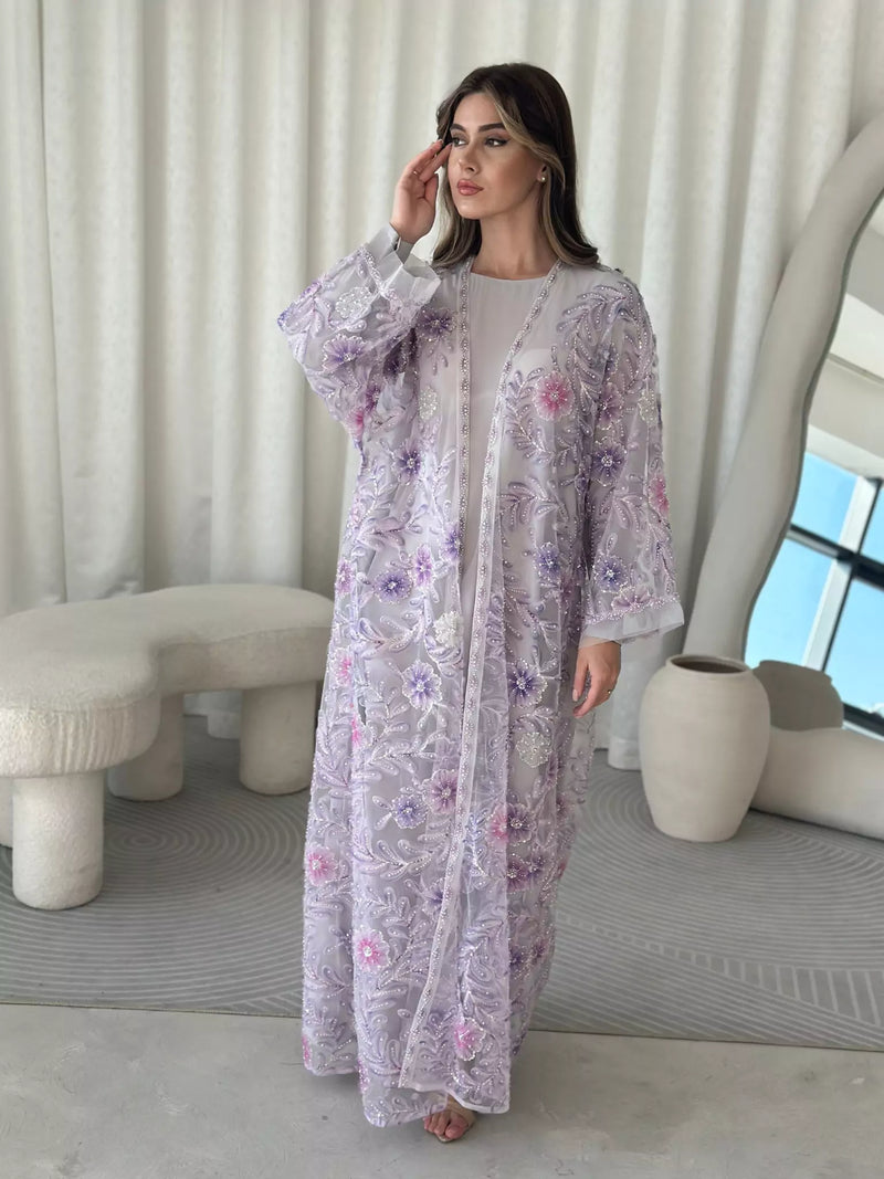 Embellished Luxe Abaya Upper Purple