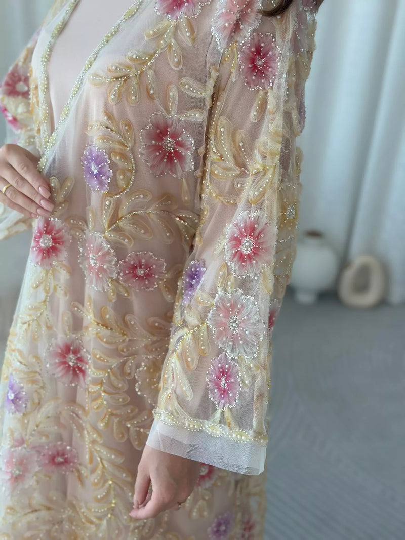 Embellished Luxe Abaya Upper Yellow