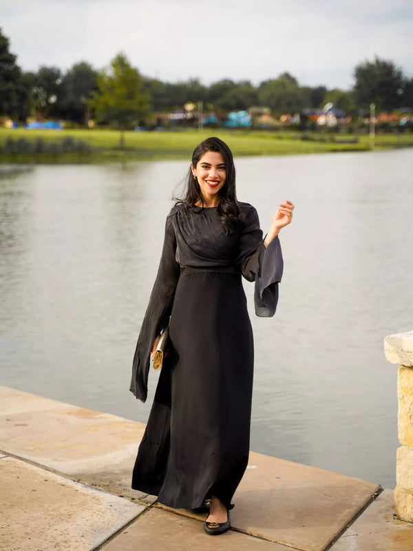 aje black denim dress Anya Maxi Dress Black main image 1