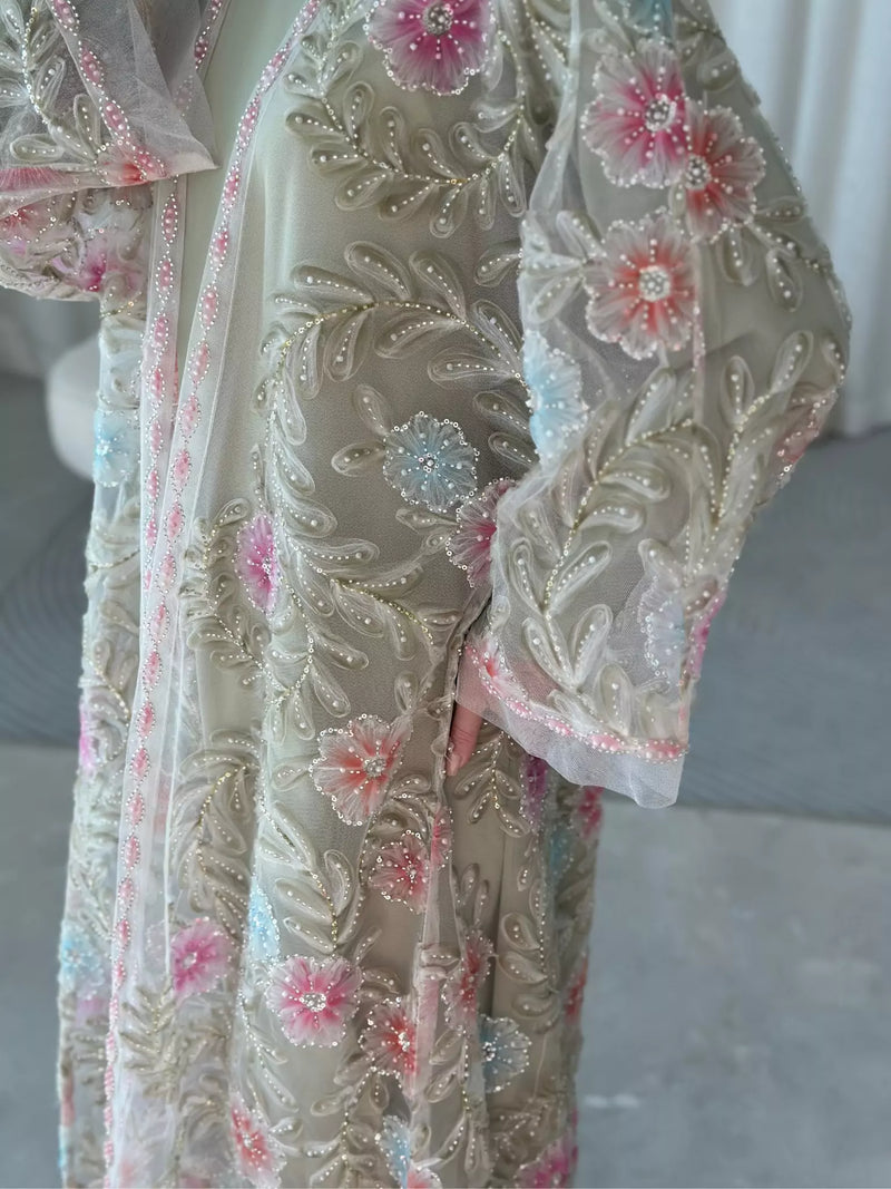 Embellished Luxe Abaya Upper Light Green
