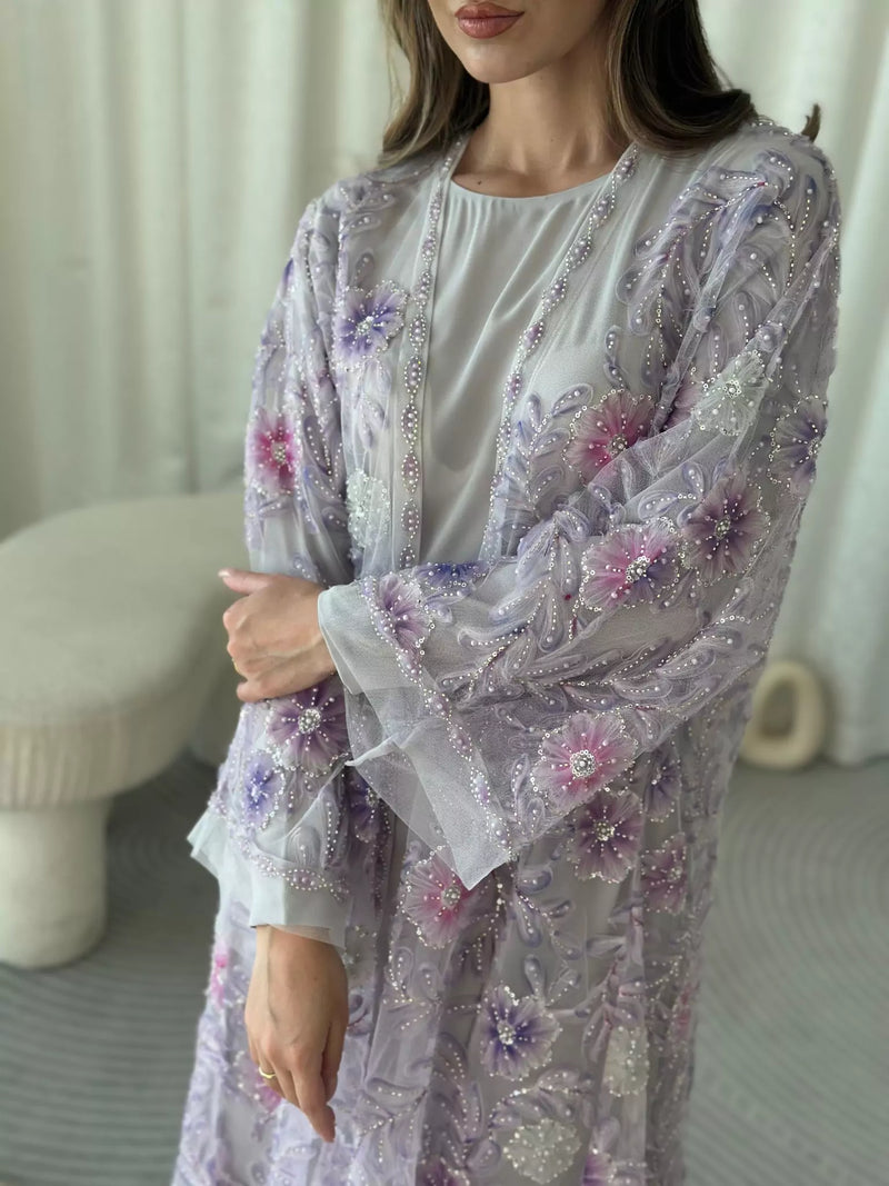 Embellished Luxe Abaya Upper Purple