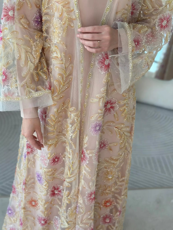 Embellished Luxe Abaya Upper Yellow
