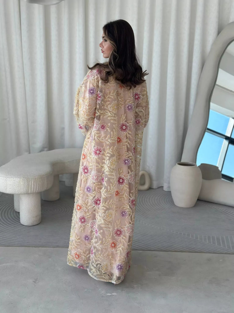 Embellished Luxe Abaya Upper Yellow